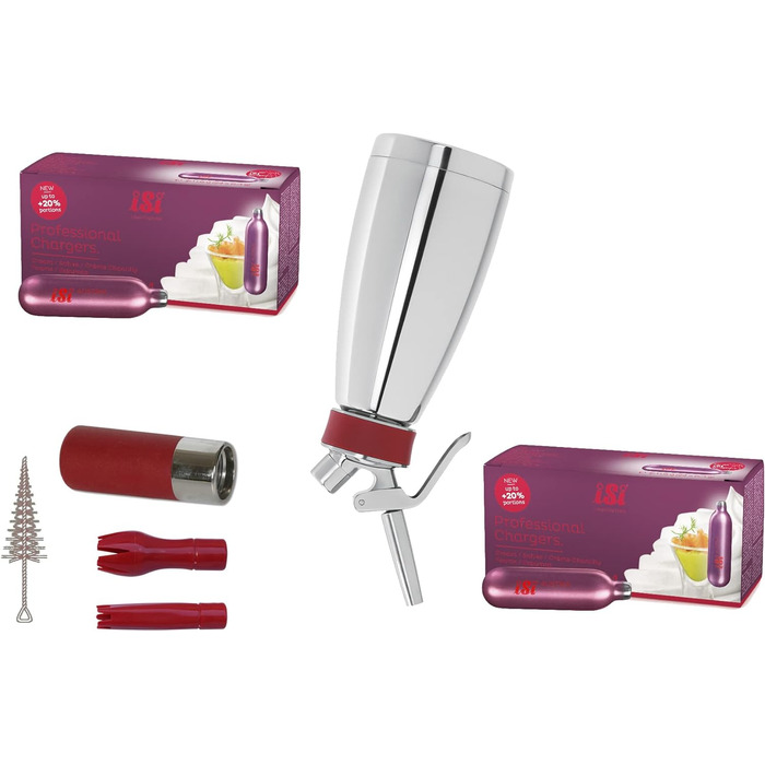 Сифон для вершків iSi Thermo Whip Plus 0,5 л з 20 капсулами, термоізольований, професійний сифоновий балон для збивання вершків