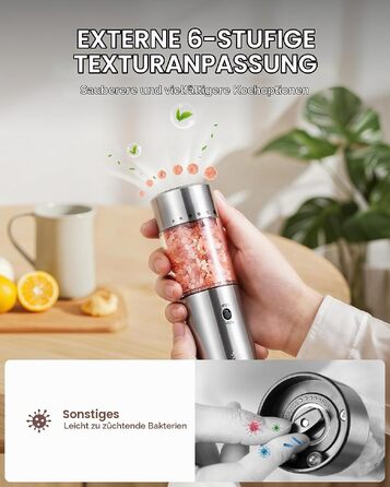 Електричний набір млинків для солі та перцю Sangcon, акумуляторні, 6 рівнів помолу, 2 швидкості, з док-станцією для зарядки, сріблясті
