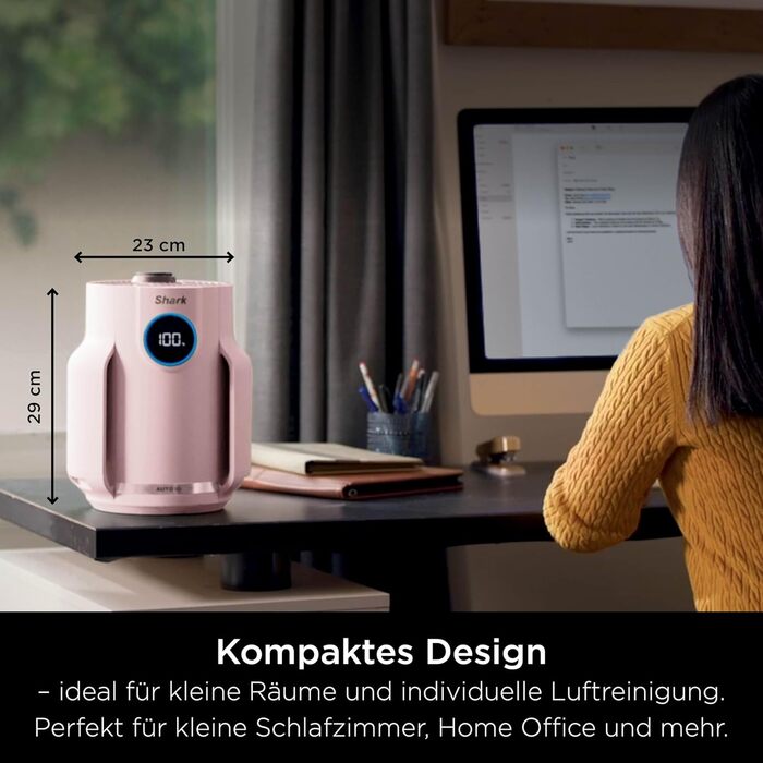Повітряний фільтр Shark NeverChange HP150EU: для кімнат до 60 м², HEPA-фільтр на 5 років, уловлює 99,97% алергенів, авто-режим, тиха робота, LED-дисплей, білий