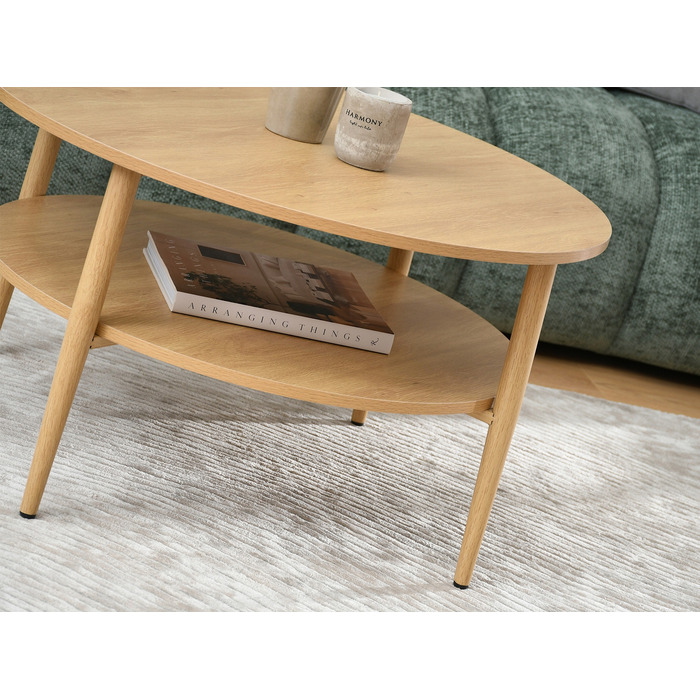 Круглий кавовий столик Mebel-Partner, 80 x 80 x 45 см, колір дуб