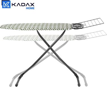 Гладильна дошка KADAX 120x42 см з висувною полицею, регульована висота, антиковзкі ніжки, для парового прасування, світло-блакитна