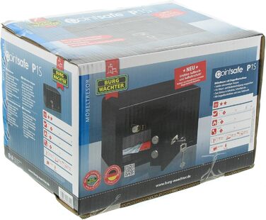 Сейф Burg-Wächter PointSafe P 1 S з двома ключами, для меблів, чорний, 180x280x200 мм, монтаж на стіну та підлогу