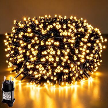 Світлодіодна гірлянда LED 80м, 800 світлодіодів, теплий білий колір, темно-зелений кабель, для вулиці та дому