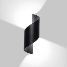 Світильник Lightess 12W LED для внутрішнього та зовнішнього освітлення, чорний, настінний, сучасний дизайн, IP66, алюміній, холодне біле світло, для коридору, сходів, вітальні, спальні