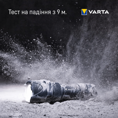 Ліхтарик VARTA Indestructible F10 Pro LED 6 Вт з 3 батарейками AAA, водо- та пилозахищений, ударостійкий, робочий ліхтар з двома режимами освітлення