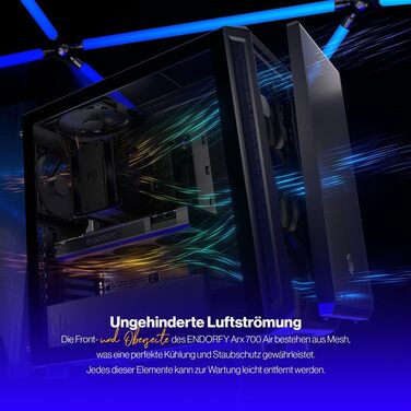Комп'ютерний корпус ENDORFY Arx 700 Air ATX, 5x140 мм вентиляторів, підтримка двох радіаторів до 360 мм, сітчасті верх і перед, висока сумісність компонентів, EY2A012