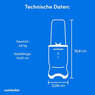 Nutribullet Ultra NB1206MB: Електричний блендер для смузі з глечиками Tritan, 900мл + 700мл, 2 кришки To-Go, 1200 Вт, сірий