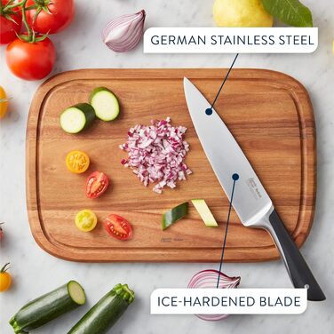 Набір кухонних ножів з підставкою Jamie Oliver by Tefal (5 ножів + блок), сталь з криозагартуванням, дерево акації, коричневий, K267S556