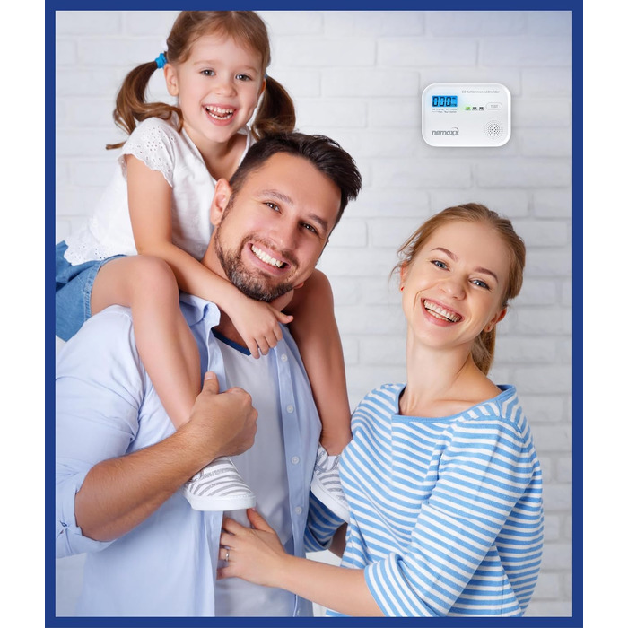 Детектор чадного газу NEMAXX® CM18 з LCD-дисплеєм, електрохімічний сенсор, 85 дБ, стандарт EN 50291-1:2018, термін служби 10 років