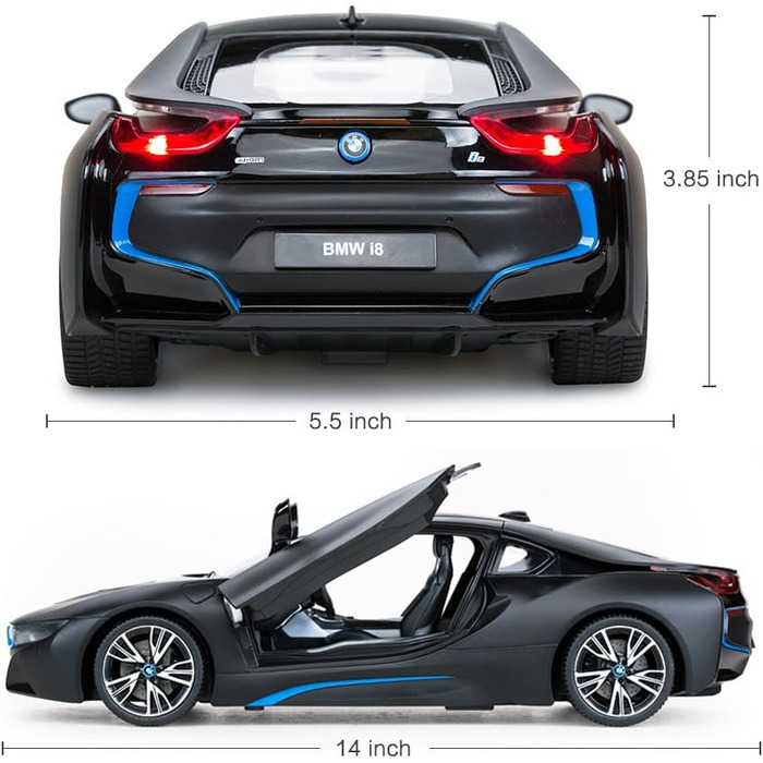 Радіокерований автомобіль Rastar BMW i8 1:14 сріблястий - Модель авто з дистанційним відкриттям дверей
