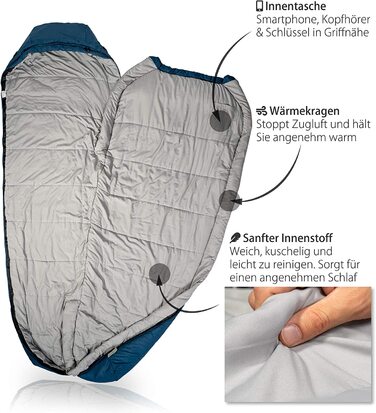 Спальний мішок Outdoro 3-4 сезони для кемпінгу, весни, осені та зими – для дорослих, жінок і чоловіків