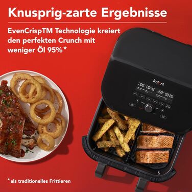 Фритюрниця з гарячим повітрям Instant VersaZone XXL 8.5 л, цифрова, 8-в-1, чорна, 1700 Вт, одна велика або дві камери, для смаження, випікання, грилю, сушки та розігріву
