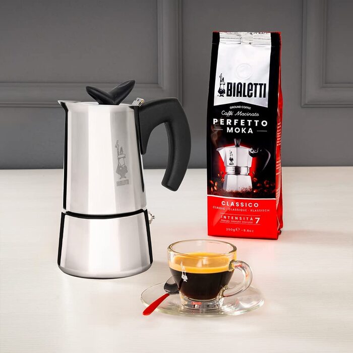 Кавоварка Bialetti Musa Induction з нержавіючої сталі для всіх типів плит, 6 чашок (270 мл), срібляста