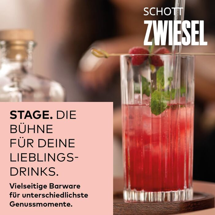 Набір кришталевих склянок SCHOTT ZWIESEL Stage (8 шт.): 4 склянки для лонгдрінків та 4 склянки для віскі з рельєфом, стійкі до миття в посудомийній машині