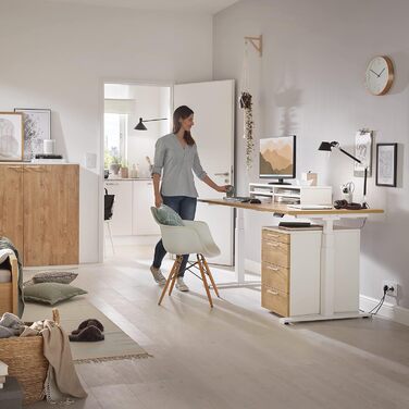 Електричний регульований стіл boho office 120x80 см, 2 мотори, пам’ять, чорна стільниця з фанерною кромкою, білий каркас RAL9016