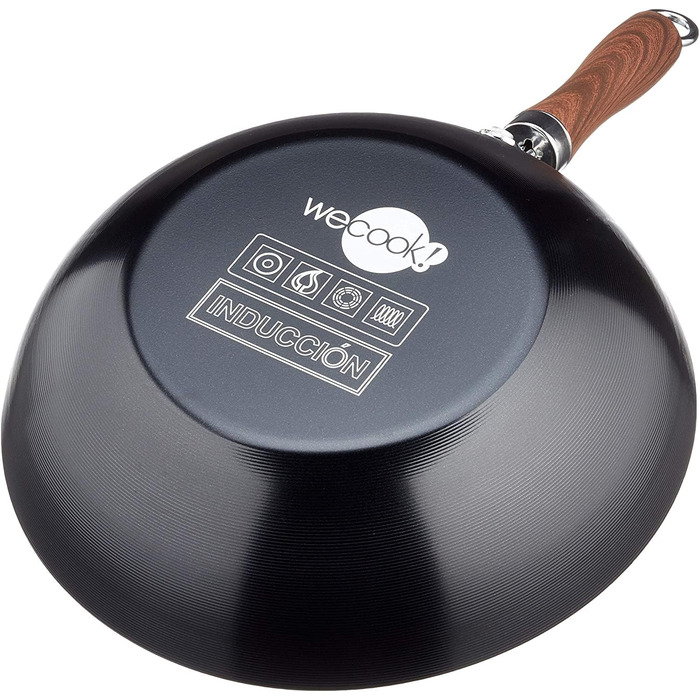 Wecook! Карбоновий вок 24 см з антипригарним титановим покриттям Quantanium, екологічний, без PFOA, для індукції, газу та всіх плит, з ручкою під дерево