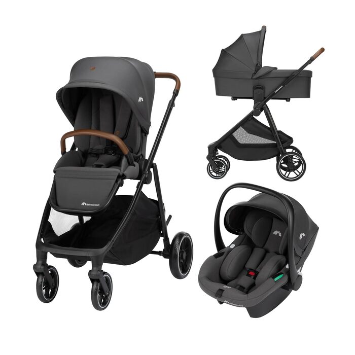 Дитяча коляска Bebeconfort Luvia Trio 3-в-1, 0-4 роки, до 22 кг, i-Size, компактна, сірий