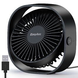 Вентилятор USB EasyAcc міні портативний для столу з регулюванням швидкості та поворотом на 360° - чорний