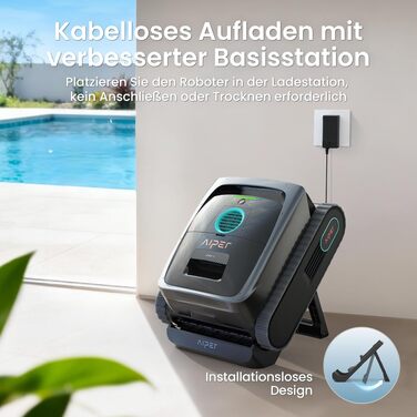 Робот-пилосос для басейну Aiper Scuba V3 з акумулятором, для стін та дна, з інтелектуальним баченням, фільтром 3 мкм, для басейнів до 200 м² сірий