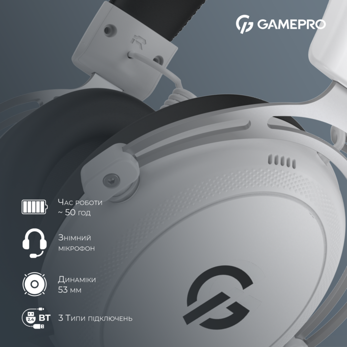 Бездротова ігрова гарнітура GamePro Asgard Skald (HSW160W)