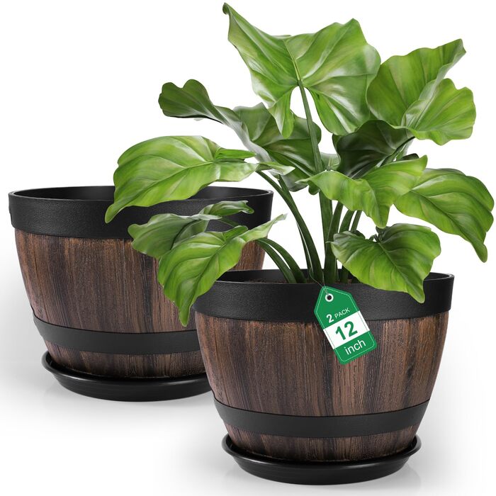 Набір горщиків для квітів Plant Planters: 2 шт. 9/23см та 2 шт. 30.2см, пластик, з дренажем та піддоном, для дому та саду