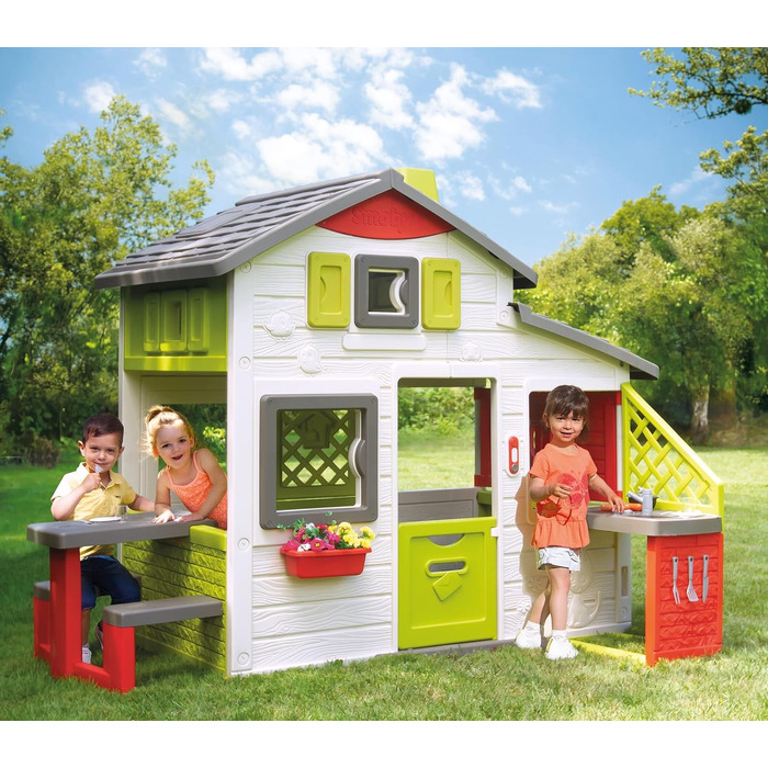 Дитячий будиночок Smoby Neo Friends Haus – для хлопчиків та дівчаток від 3 років, з кухнею, розширюваний, для вулиці та дому