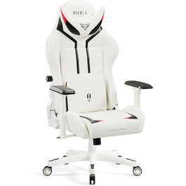Ігрове крісло Diablo X-Ray King XL, біло-чорне, екошкіра, ергономічне, 4D підлокітники, офісне, з перфорацією та гойданням
