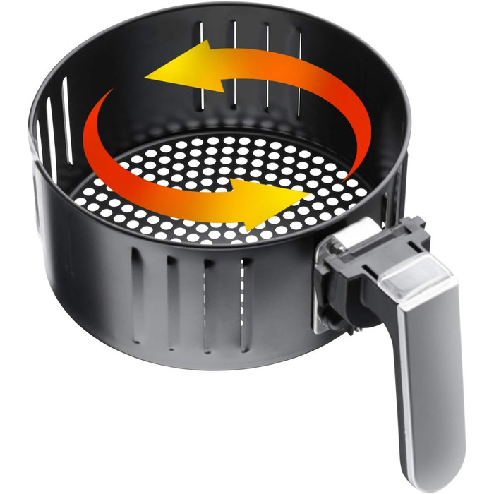 tectake® Аерофритюрниця (Airfryer) 3,6 л, сенсорний дисплей, 7 програм, без масла і жиру, підходить для посудомийної машини, з аксесуарами та кулінарною книгою, чорна
