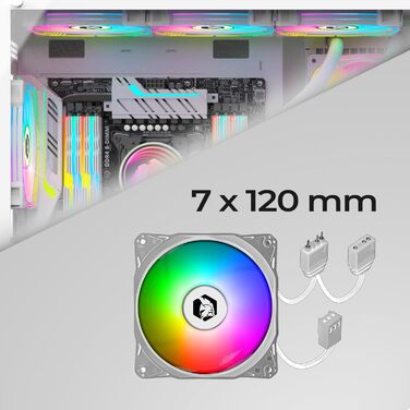 Ігровий корпус для ПК EMPIRE GAMING CL-242 (2024), ARGB, Mid Tower, ATX/Micro-ATX/ITX, 7 вентиляторів 120 мм, 5V LED, MB Sync, білий