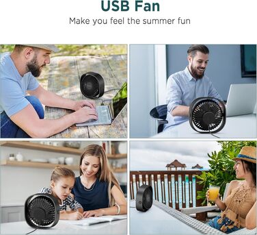 Вентилятор USB EasyAcc міні портативний для столу з регулюванням швидкості та поворотом на 360° - чорний