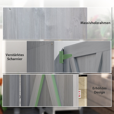 Outsunny Garden Шафа з дерева, Садовий сарай стійкий до погодних умов 60x60x160см, Садовий сарай з дверима, регульовані по висоті полиці, Садова шафа, що закривається, Садовий сарай для саду, Тераса, Задній двір, Світло-сірий