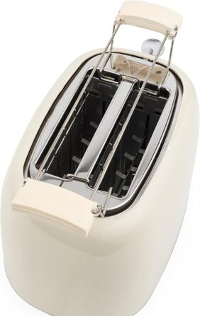Тостер Salter Retro Creme на 2 тости - 7 режимів підсмажування, розморожування, підігрів, зупинка, підйом тостів, знімний піддон для крихт, автоматичне центрування, тримач для булочок, захист від застрягання, 930 Вт