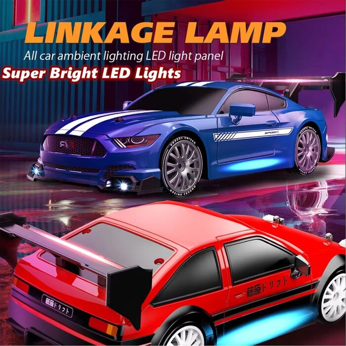RC Дрифт-кар 1:24 4WD 2.4GHz, швидкість 30 км/год, LED підсвічування, спортивний радіокерований автомобіль для дрифту (білий)