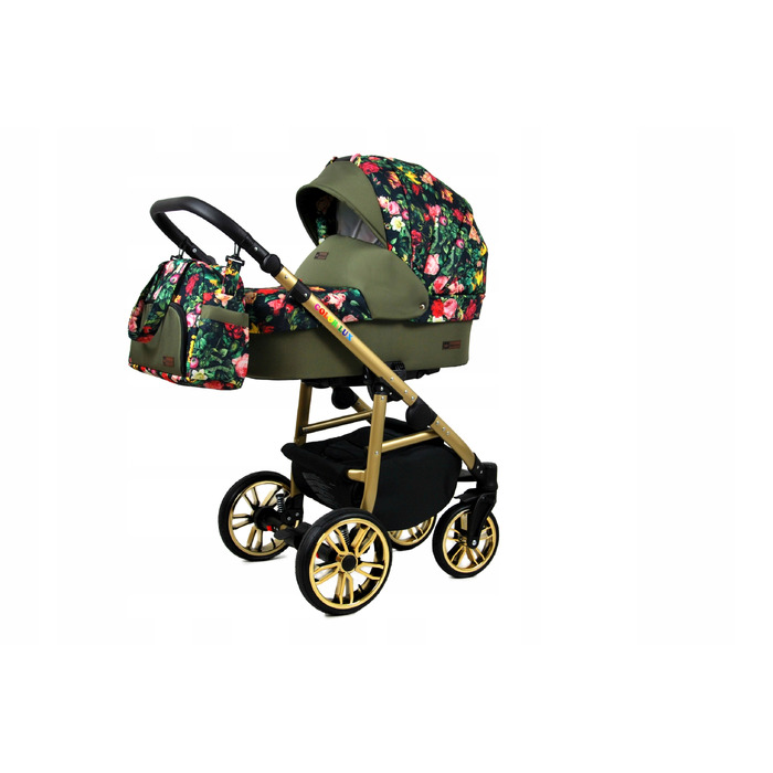 Дитячий візок 3в1 BabyLux Colorlux (люлька, прогулянкова коляска, автокрісло) з квітковим принтом