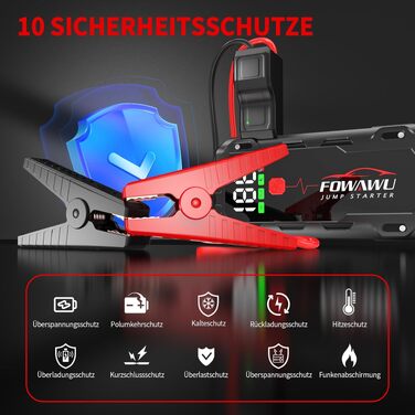 Бустер для автомобіля FOWAWU 7000A 26800mAh — Пусковий пристрій (Jump Starter) для бензинових двигунів до 12л та дизельних до 10л