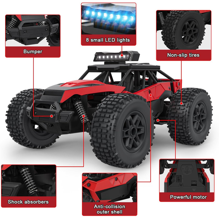 Радіокерований позашляховик Monster Truck для дітей та хлопчиків 6-12 років, чорний, 2.4GHz пульт, подарунок
