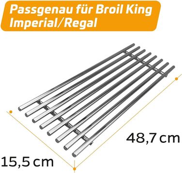 Grillfürst решітка для гриля з нержавіючої сталі для Broil King Baron, легка у догляді, товщина 8 мм, розмір 43,6x15,9 см, змінна решітка для гриля