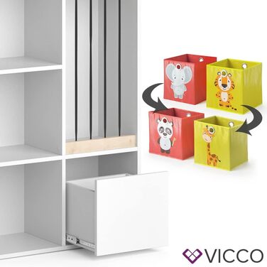 Дитяча полиця Vicco Luigi, біла, 72x107,8 см, з 2 складними коробами