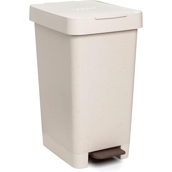 Смітник для кухні TATAY Smart ECOHOME, 25 л, з педаллю, поліпропілен, BPA Free, під мішки 30 л, 100% перероблені матеріали, бежевий