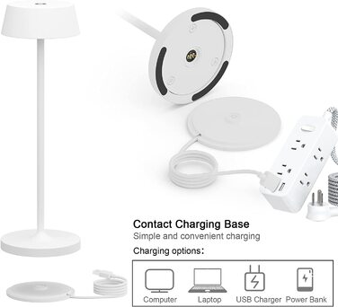Klighten LED акумуляторна настільна лампа, диммована, сенсорна, алюмінієва, бездротова, IP54 водостійка, для дому та вулиці, 2 шт., біла, 3000K-6000K, USB-C зарядка