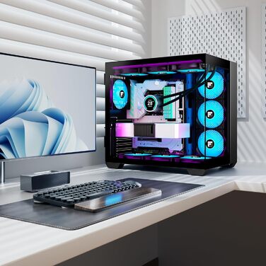 Ігровий корпус FOIFKIN F600 ATX Mid-Tower, 6 ARGB PWM вентиляторів, 270° панорамне скло, USB Type-C, чорний