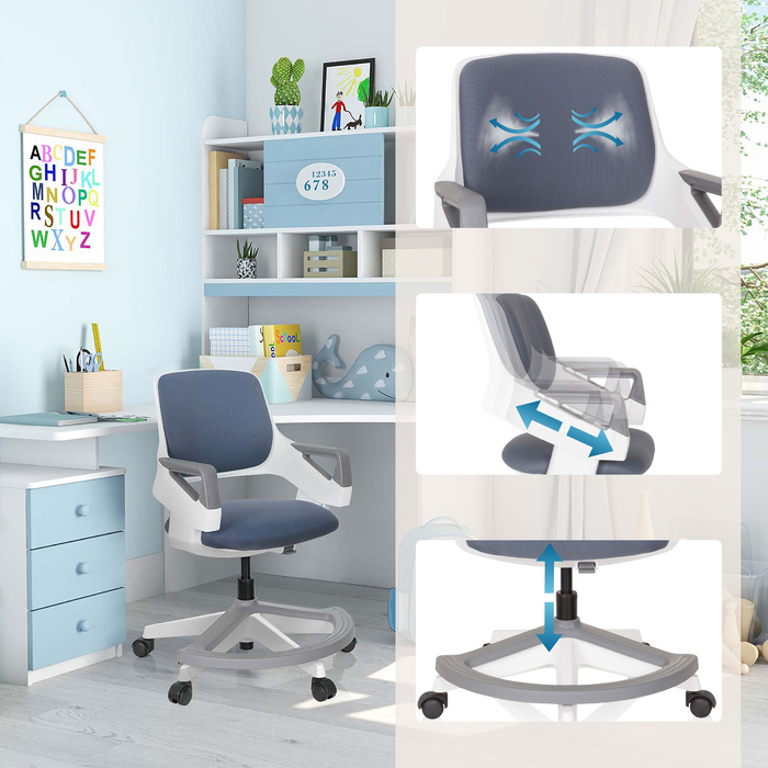 Дитяче крісло KID FLEX сітка тканина синій сірий hjh OFFICE
