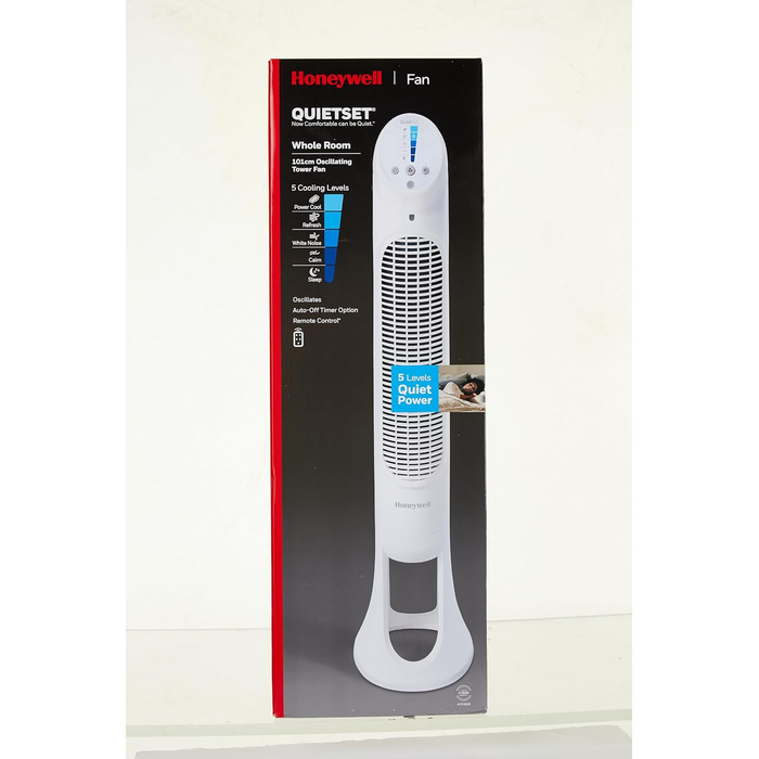 Оцилюючий турбовентилятор Honeywell QuietSet HYF260 для всієї кімнати, 5 швидкостей, 80° осциляція, таймер, автоматичне вимкнення підсвітки, пульт ДК