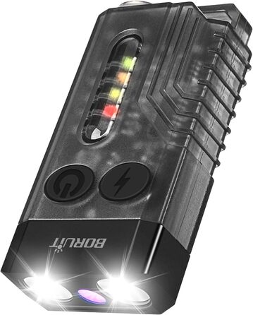 Ліхтарик BORUIT V10 LED, 1000 лм, міні, на ключі, з УФ 365нм, магнітом, 14 режимів, IPX4, водонепроникний, чорний, акумуляторний