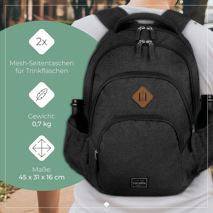 Рюкзак для ручної поклажі Travelite BASICS, 45 см, 22 л, міський повсякденний рюкзак, антрацит (сірий)