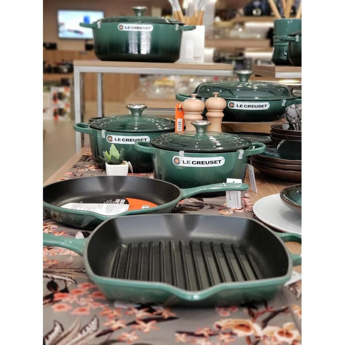 Сковорода-гриль LE CREUSET Signature з чавуну, квадратна, 26 см, для всіх типів плит (включно з індукційними), 2,86 кг, кольору 'Офенрот'