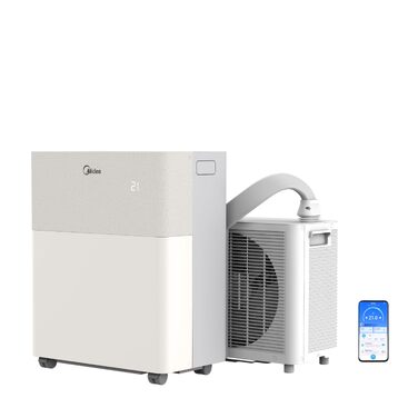 Мобільний кондиціонер Midea PortaSplit-E 12000 BTU (3.5 кВт) персикового кольору: охолодження A++/опалення A+, до 42 м² / 105 м³, надтихий (39 дБ)