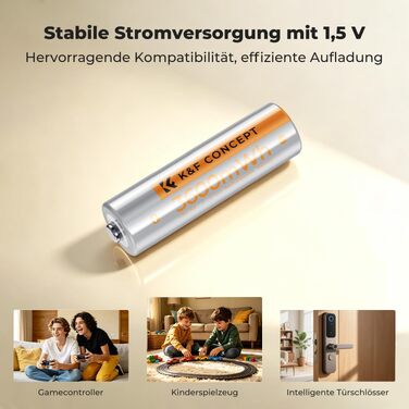 Акумулятори K&F Concept AA (1.5V), перезарядні літієві батареї, комплект 12 шт.