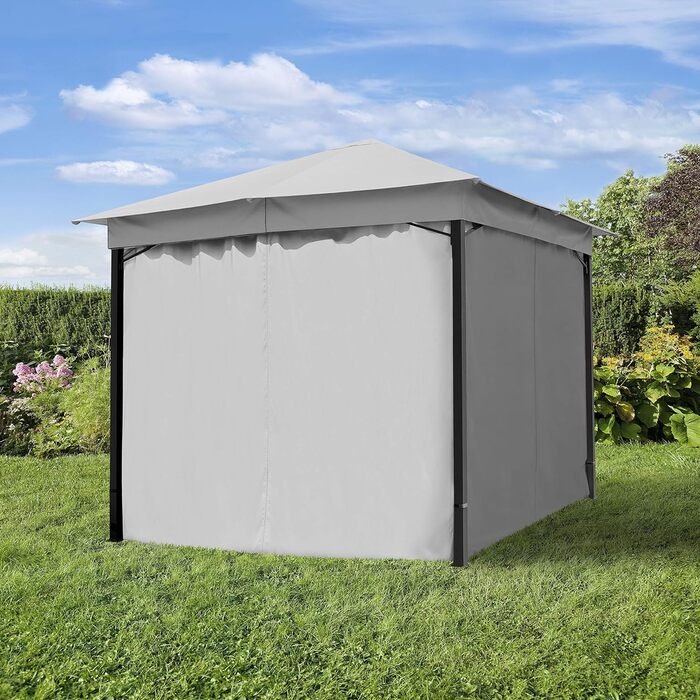 Градинський павільйон TOOLPORT 3x3 м, водонепроникний, дах 180 г/м², 4 стінки, світло-сірий, профіль 6x6 см, намет для вечірок