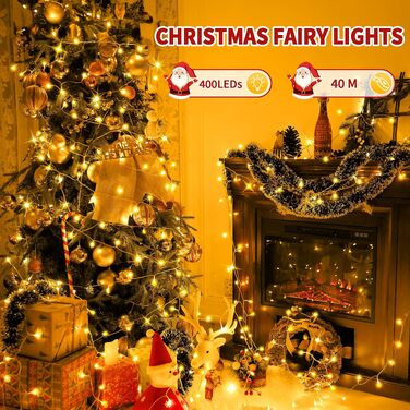 Світлодіодна гірлянда Auriostar для вулиці 20м, 400 LED, тепло-біле світло, мережева